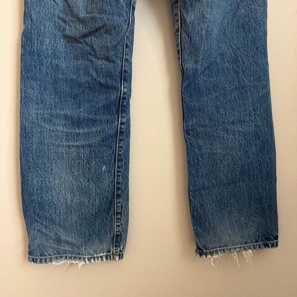 Vintage 90s Levis 501s Thrashed Med Wash Mens 34 x 30 Distressed Red Tab Jeans - Picture 13 of 13